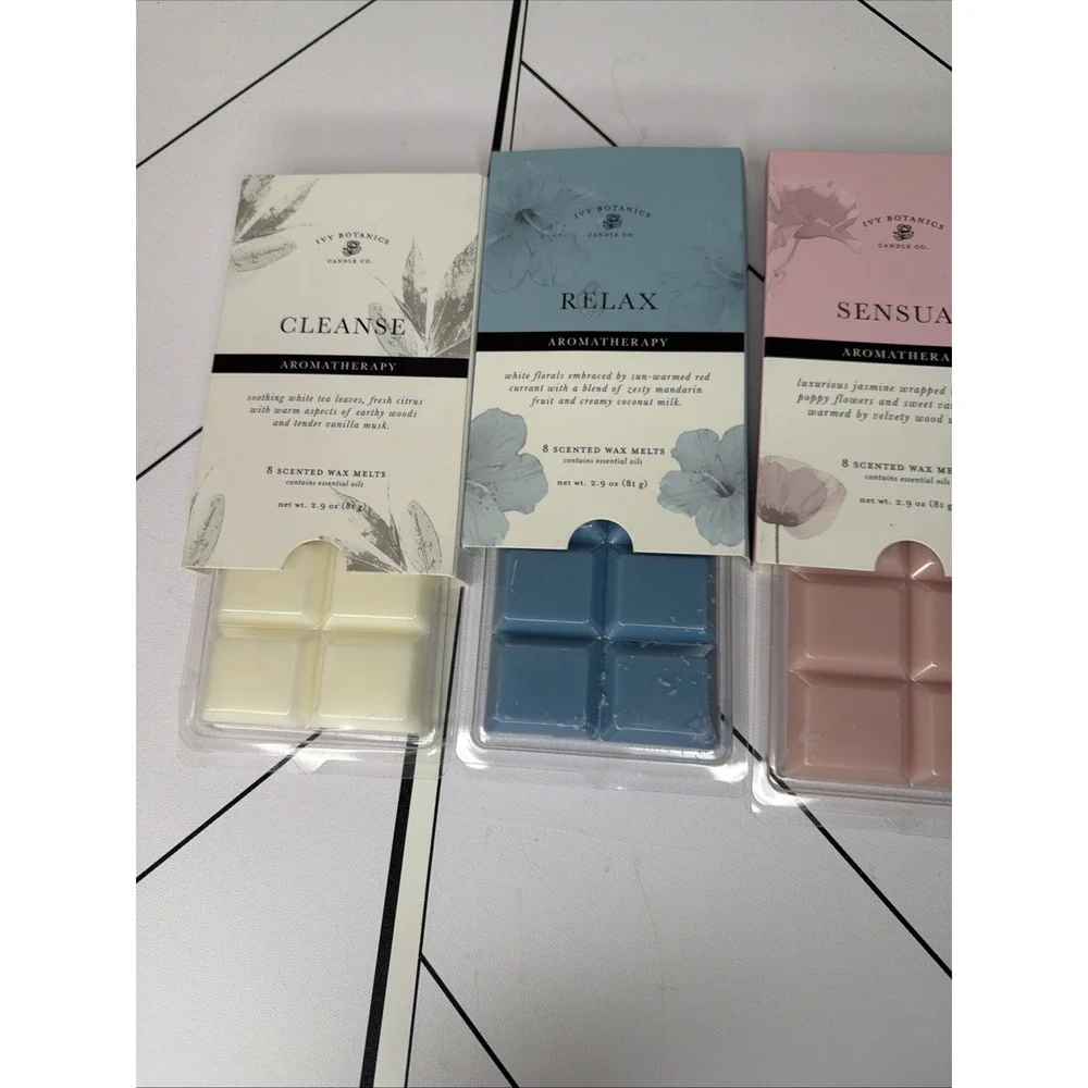Lot Of 3 Ivy Botanics Candles Co. 2.9oz (81.g) 3 Pack Aromatherapy Cleanse Relax